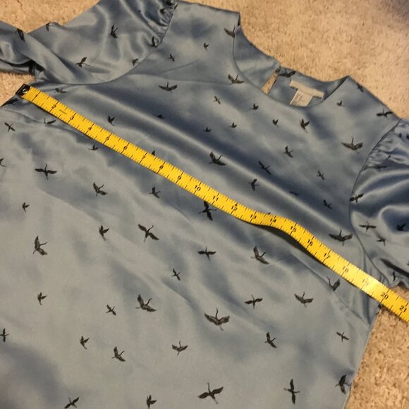 H&M Retro 70s Crane Silky Button Sleeve Belted Midi Dress - Picture 12 of 16